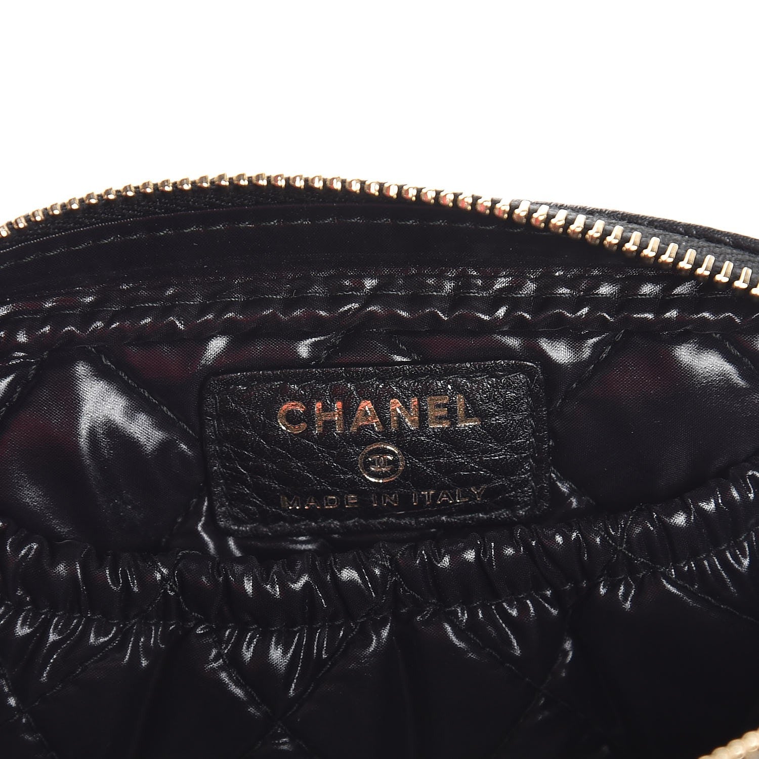 Chanel Grained Calfskin Quilted Small Curvy Pouch Cosmetic Case Black 6 of 8