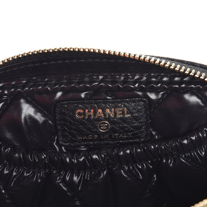 Chanel Grained Calfskin Quilted Small Curvy Pouch Cosmetic Case Black 6 of 8