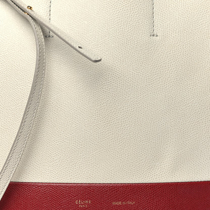 Celine Grained Calfskin Small Vertical Bi-Cabas Cream Red 7 of 13