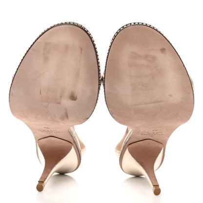Valentino Garavani Metallic Nappa Crystal Star Carpet Evening Sandals 38 Silver 5 of 7
