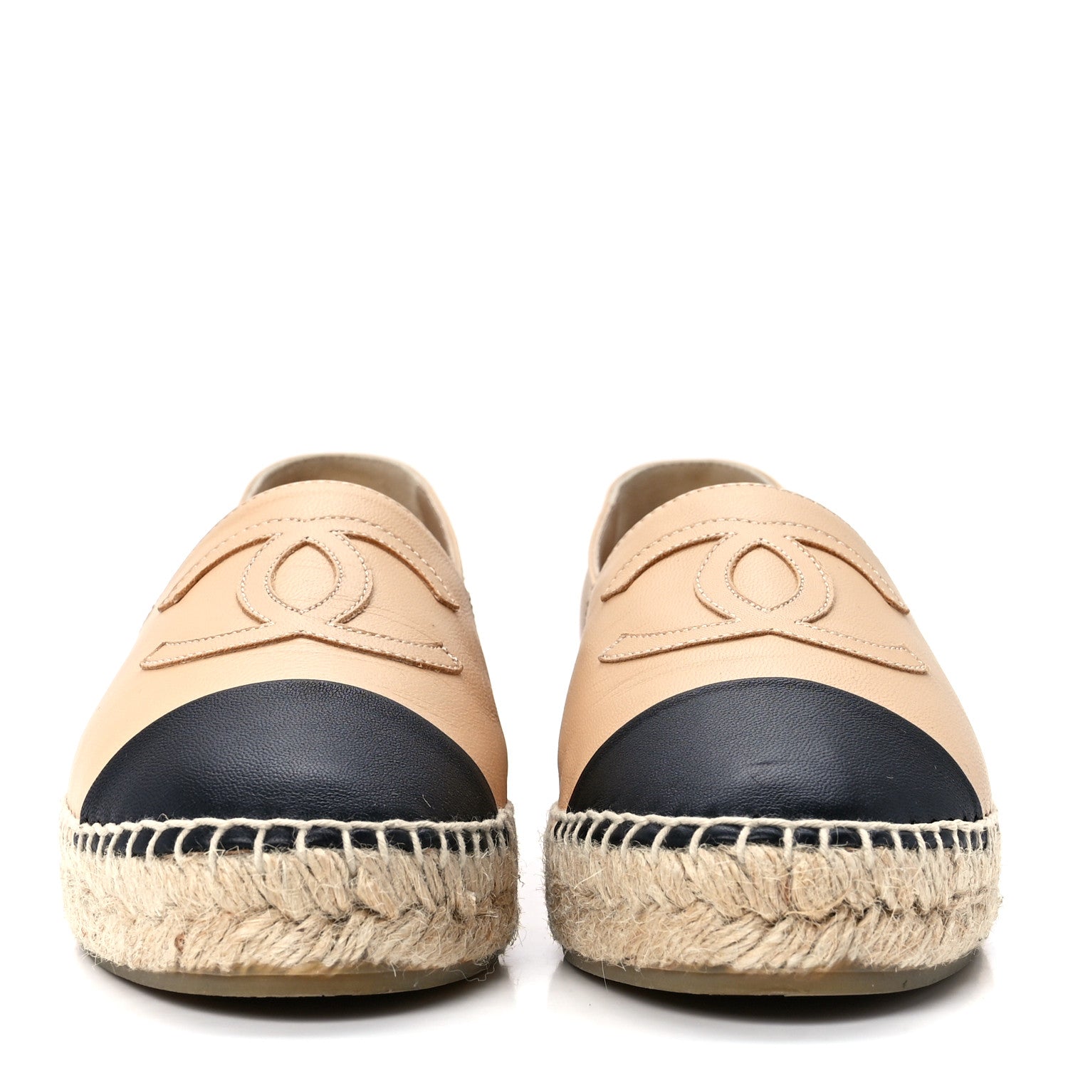 Chanel Lambskin CC Espadrilles 37 Beige Black 2 of 11