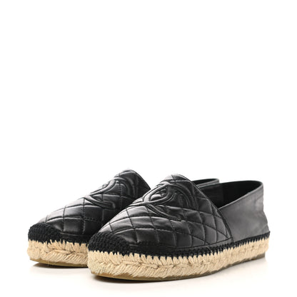 Chanel Lambskin Quilted CC Espadrilles 38 Black 3 of 8
