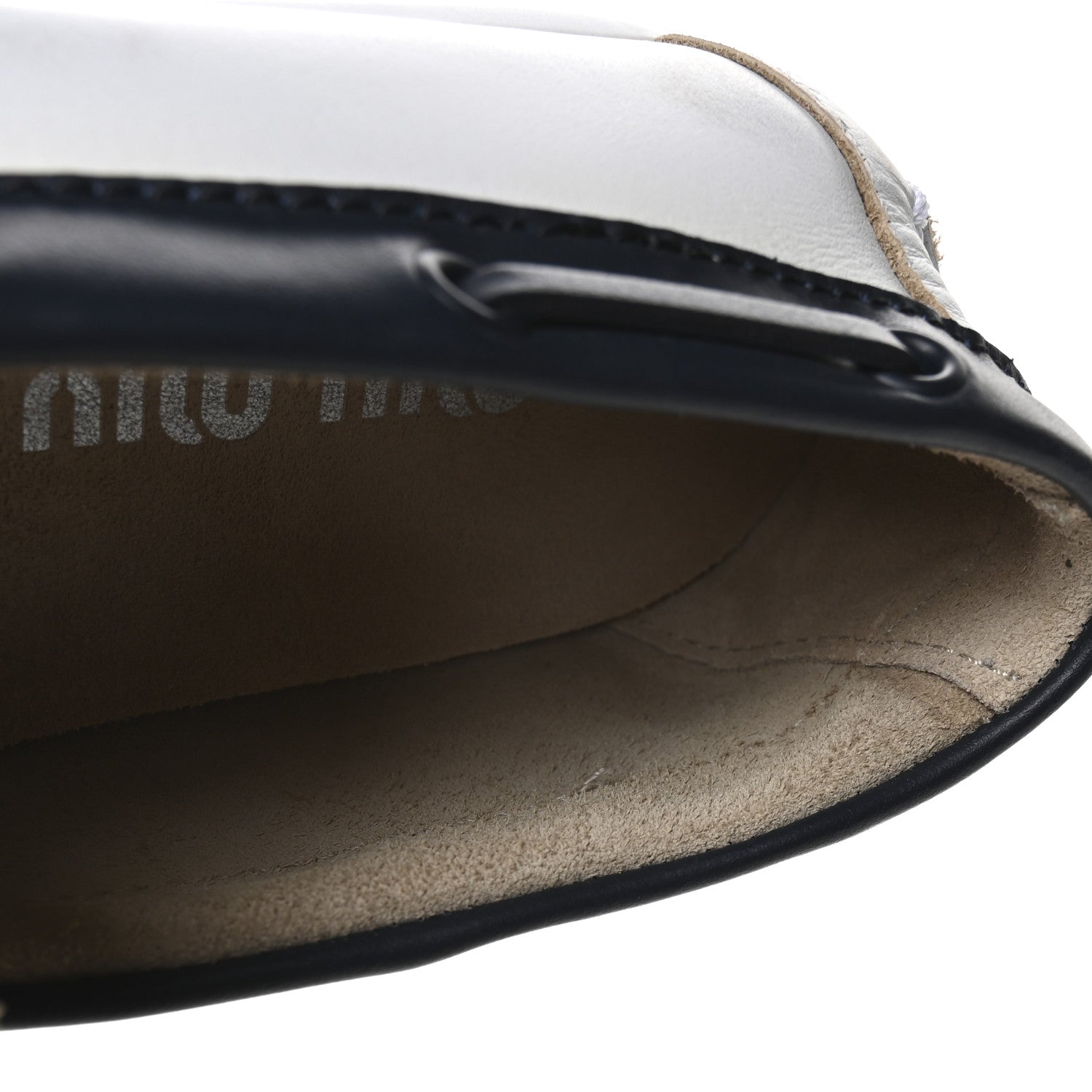 Miu Miu Vitello Deco Boat Loafers 37 White Black 8 of 8