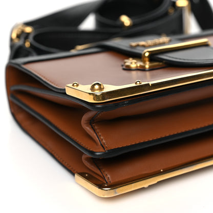 Prada City Calfskin Saffiano Cahier Bag Caramel Black 7 of 8
