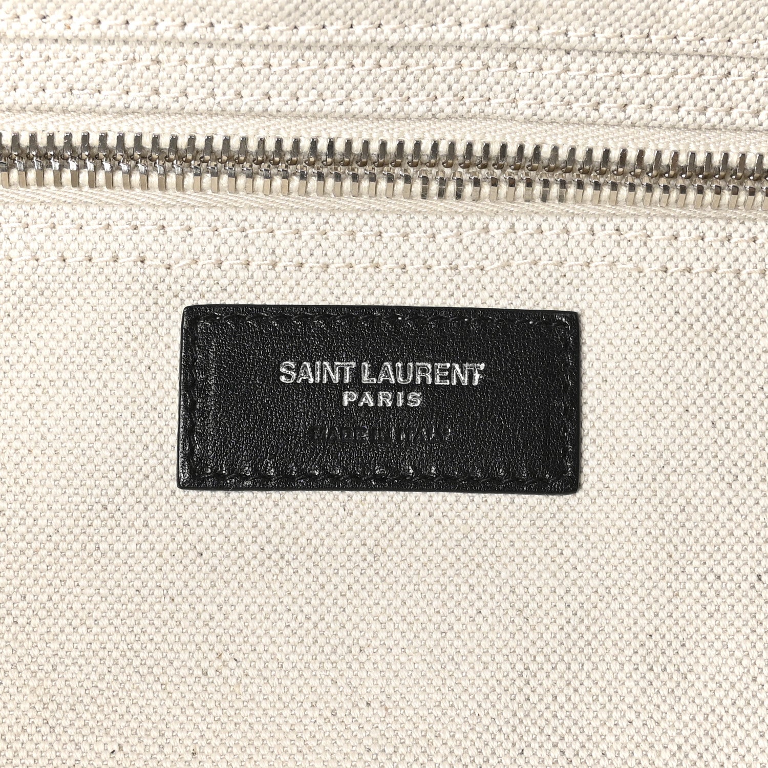 Saint Laurent Linen Calfskin Rive Gauche Maxi Tote Grege et Noir 5 of 9