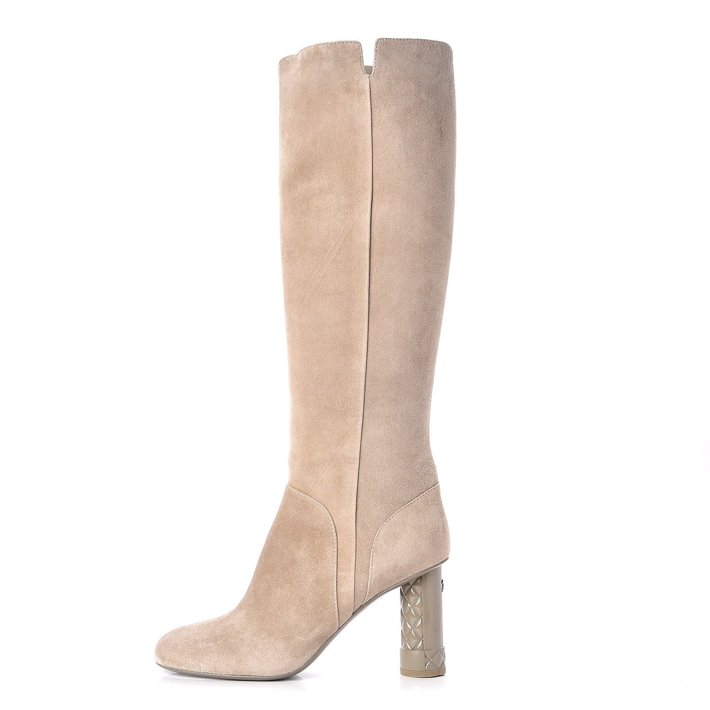 Suede Calfskin High Boots 40.5 Light Beige