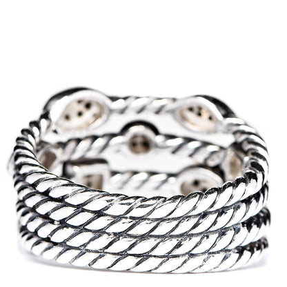 David Yurman Sterling Silver Black Diamond Confetti 4 Row Ring 54 7 2 of 4