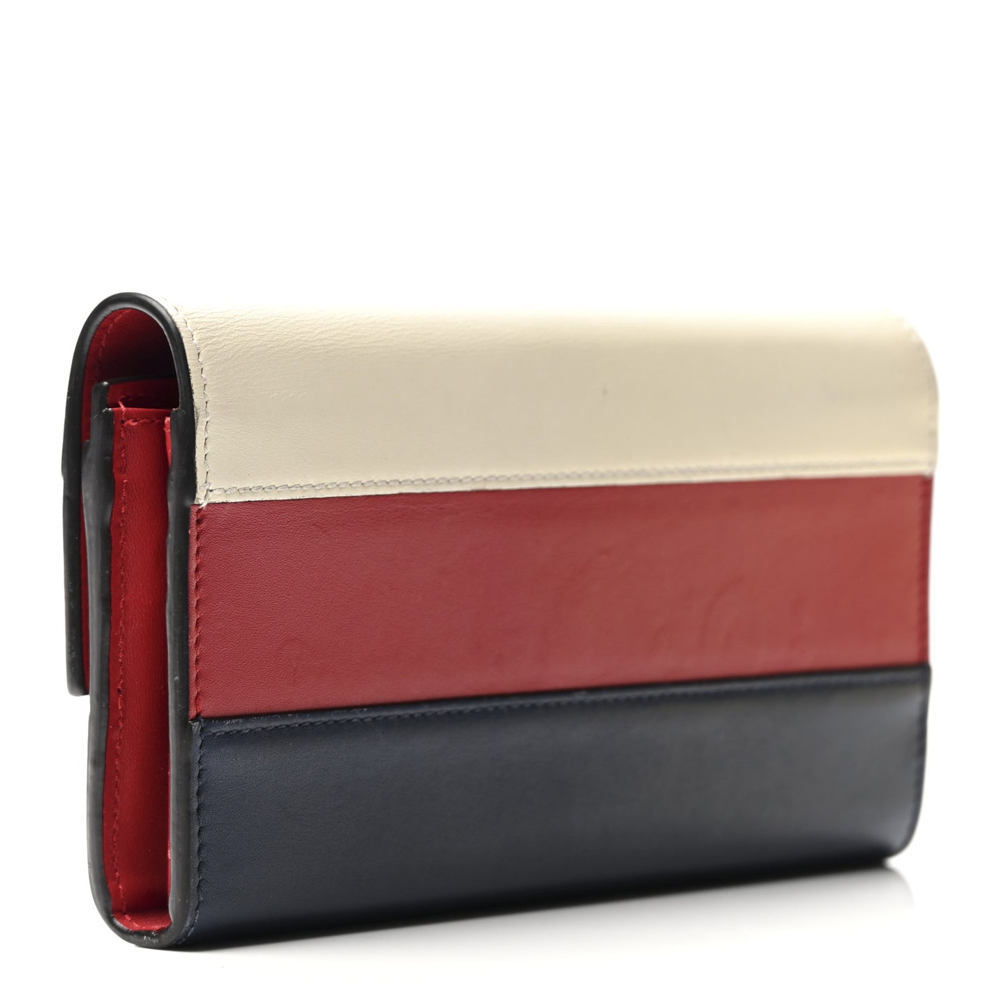 Calfskin Queen Margaret Flap Wallet Blue Agata Hibiscus Red Mystic White