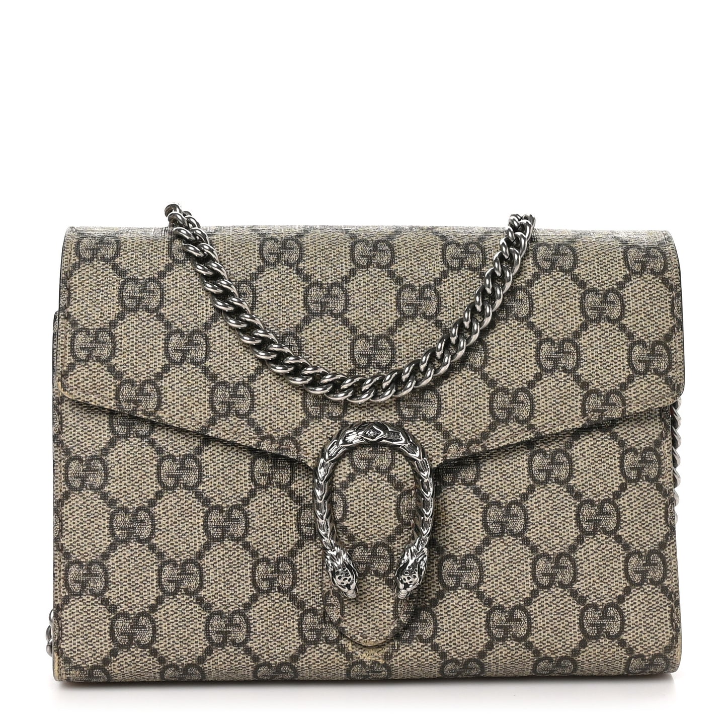 GG Supreme Monogram Mini Dionysus Chain Wallet Beige Vulcanic Red