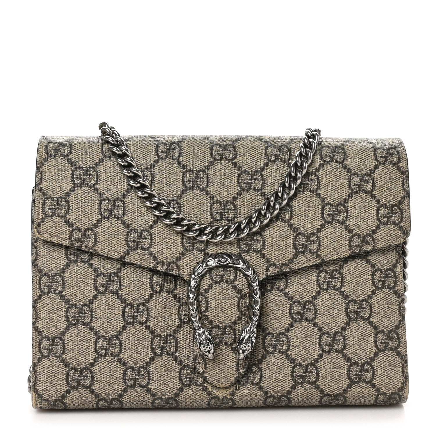 Gucci GG Supreme Monogram Mini Dionysus Chain Wallet Beige Vulcanic Red 1 of 11