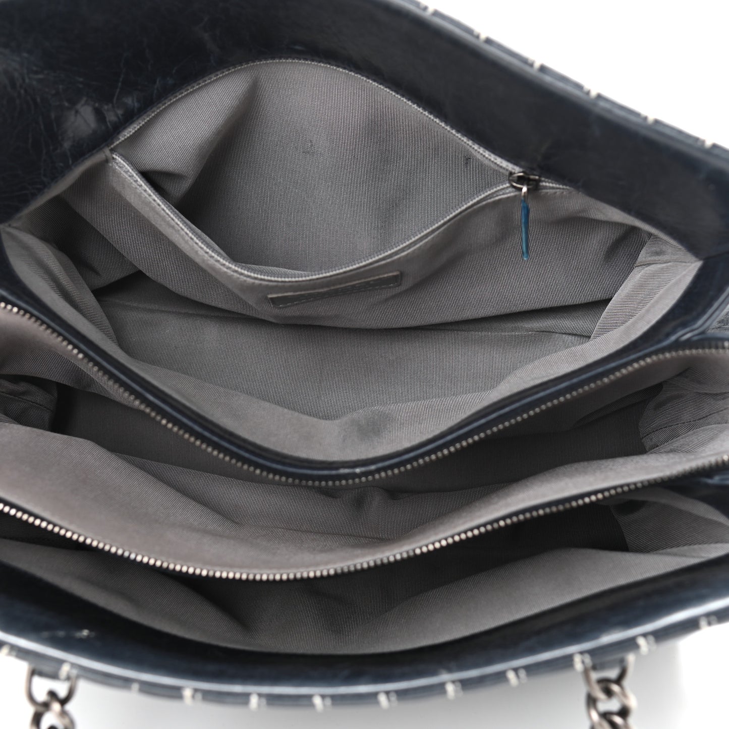 Lambskin Vertical Quilted Tote Navy