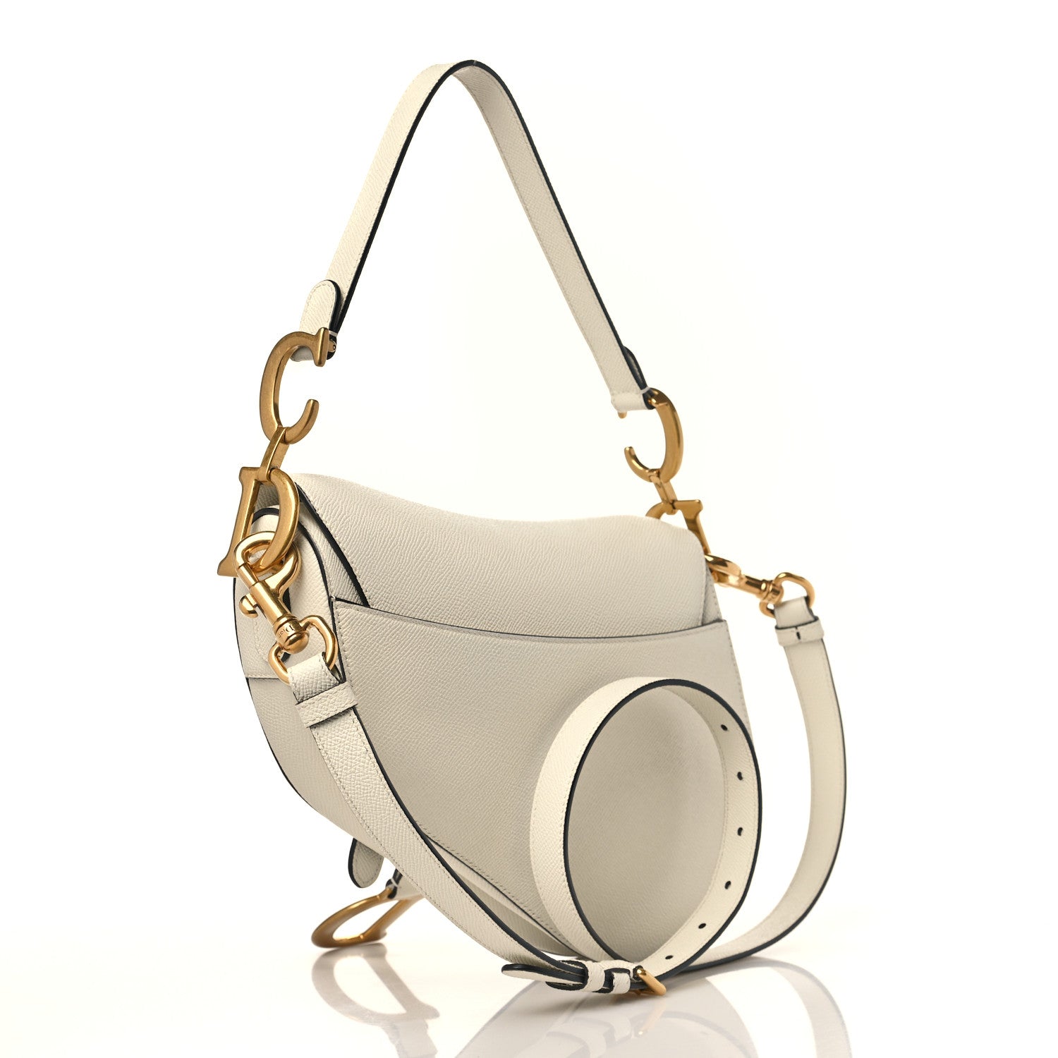 Christian Dior Grained Calfskin Saddle Bag With Strap Latte 3 of 10