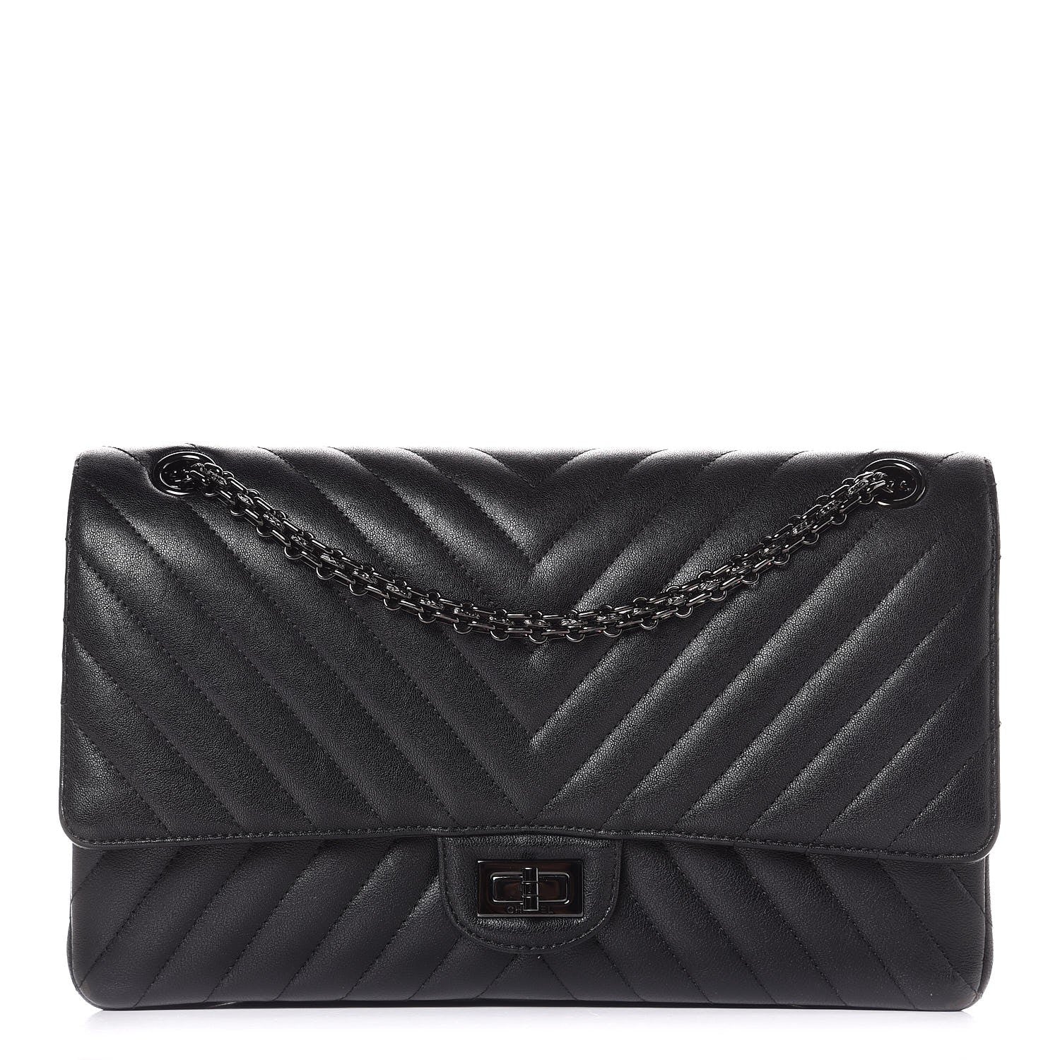 Chanel Sheepskin Chevron Quilted 2.55 Reissue 226 Flap So Black 1 of 8