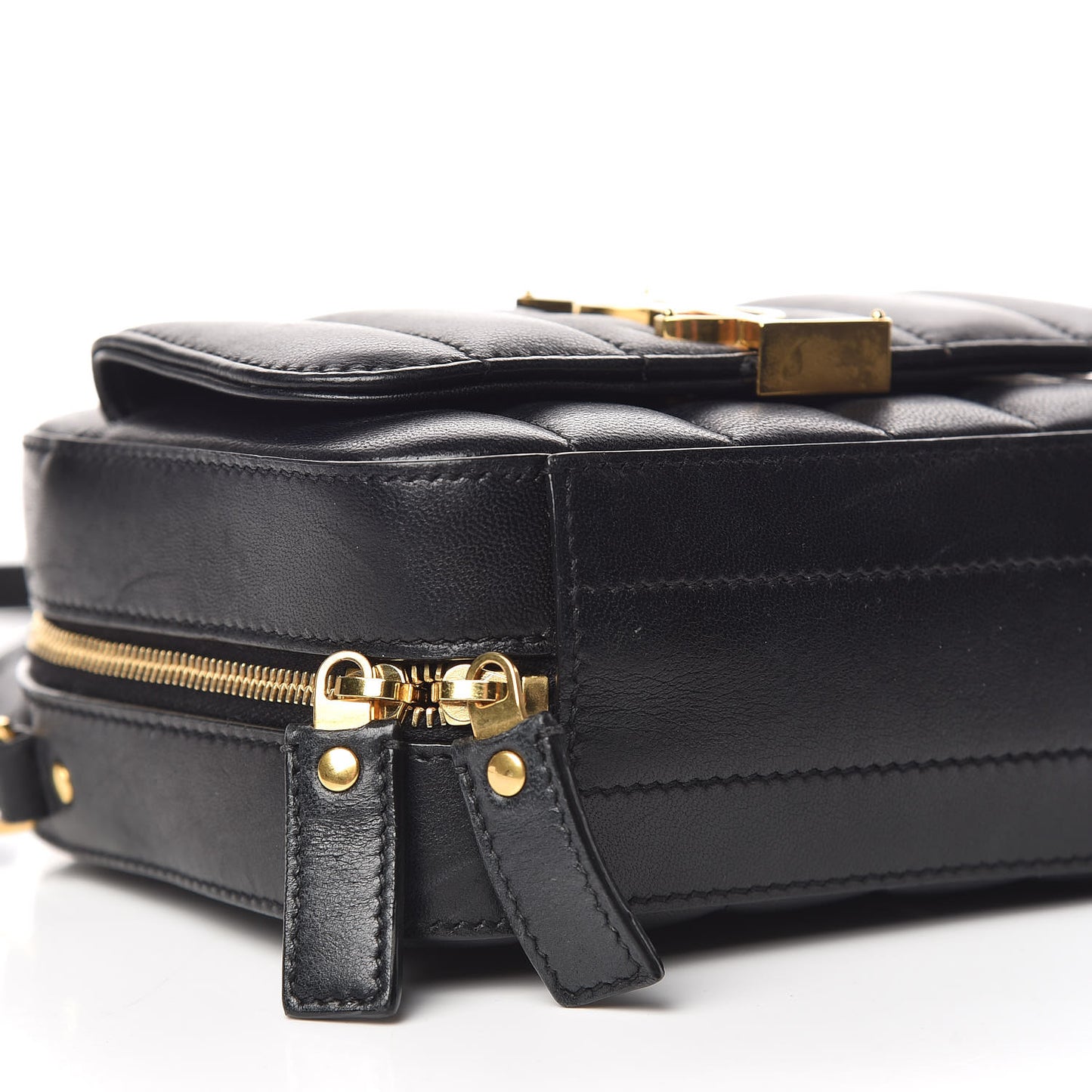 Lambskin Matelasse Monogram Toy Vicky Camera Bag Black