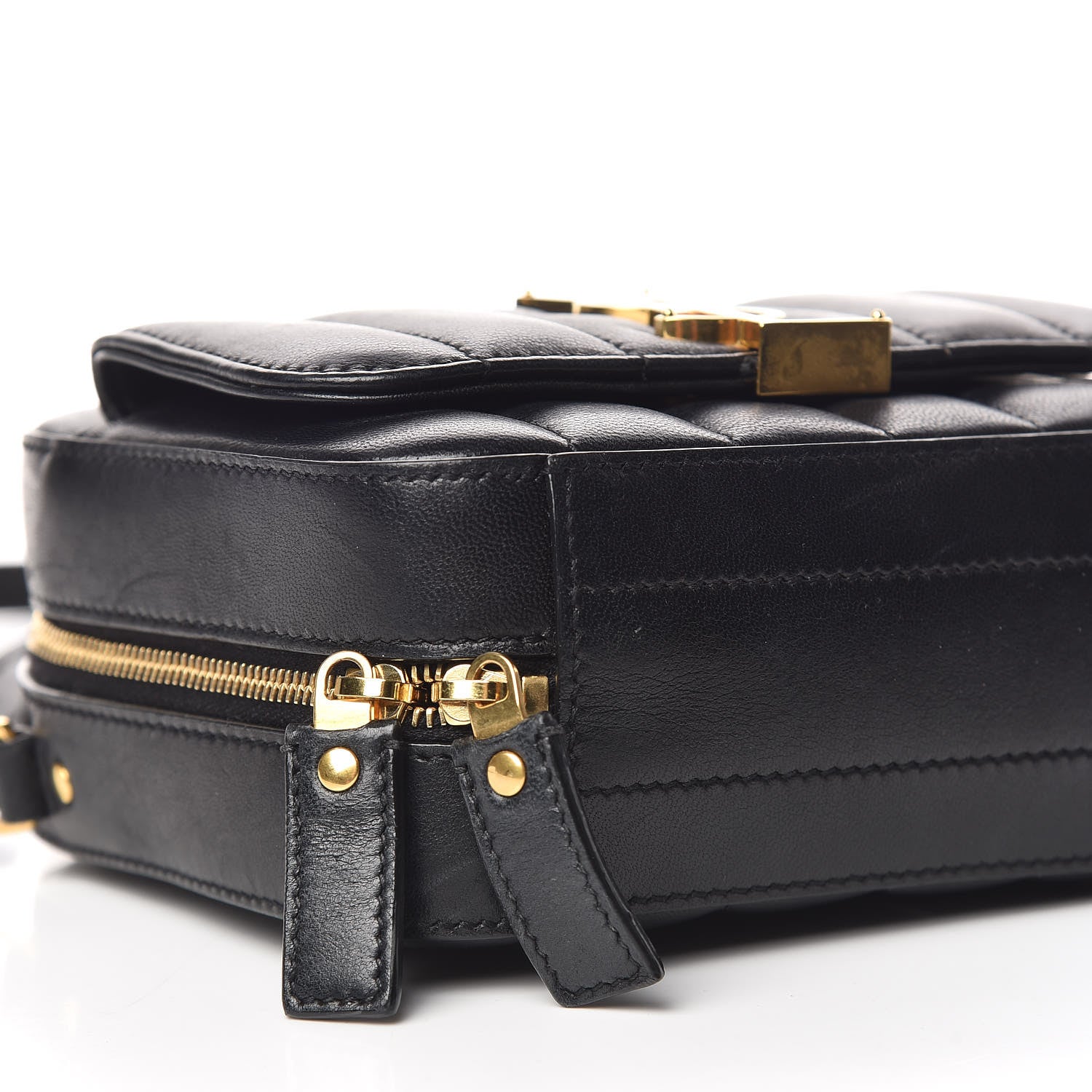 Saint Laurent Lambskin Matelasse Monogram Toy Vicky Camera Bag Black 5 of 11