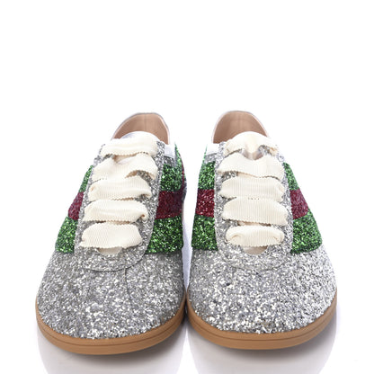 Gucci Glitter Fabric Web Mens Falacer Sneakers 9 Silver 2 of 11