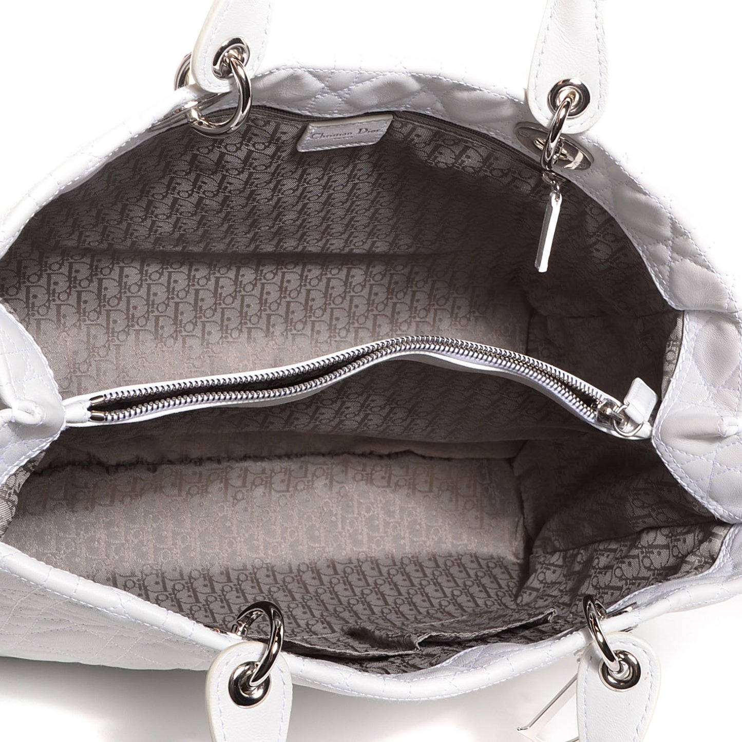 Lambskin Cannage Large Soft Lady Dior Shopping Tote White
