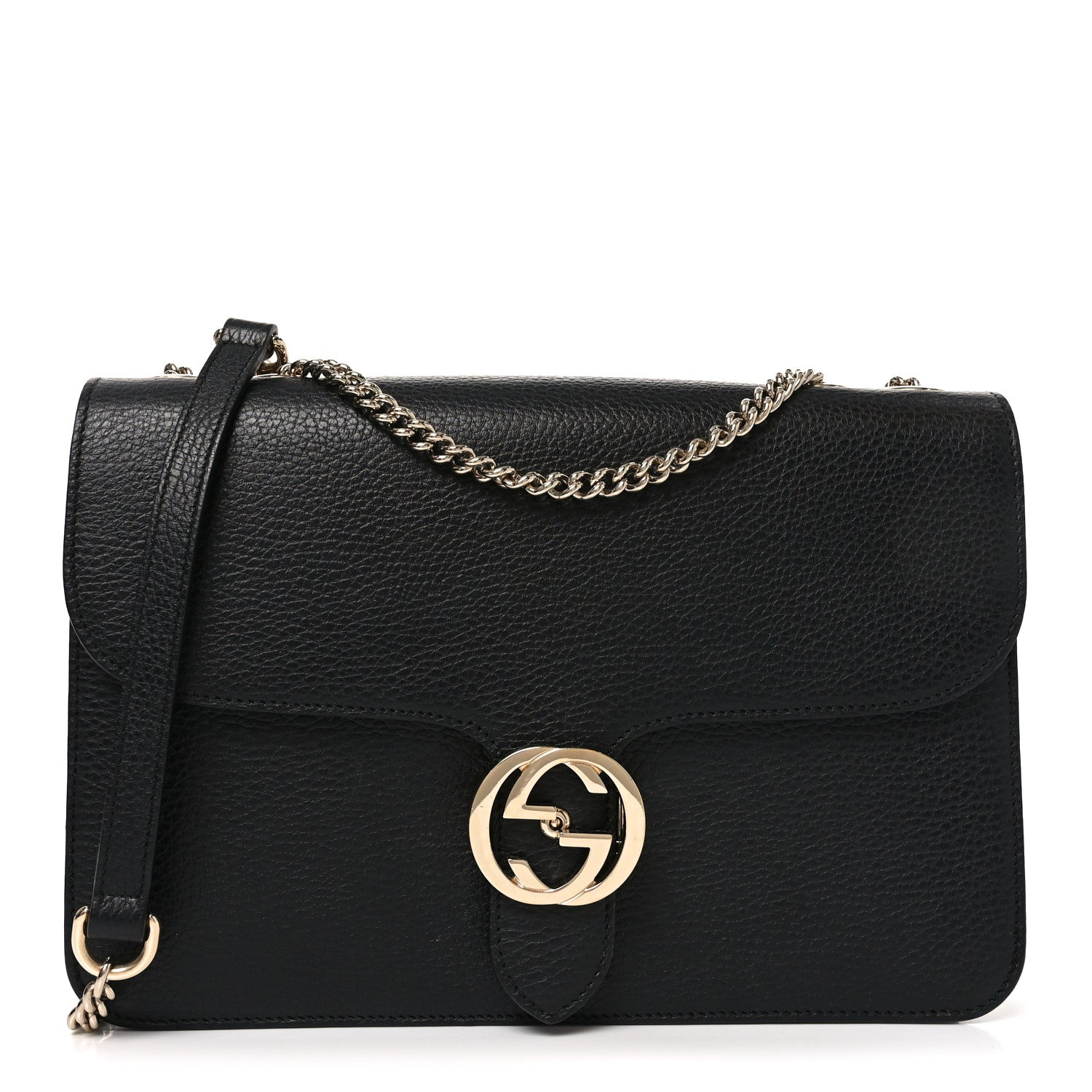 Gucci Dollar Calfskin Interlocking G Shoulder Bag Black 1 of 11