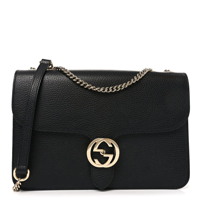 Gucci Dollar Calfskin Interlocking G Shoulder Bag Black 1 of 11