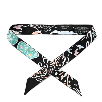 Hermes Silk Isola Di Primavera Doll Twilly Black Vert Rose 1 of 4