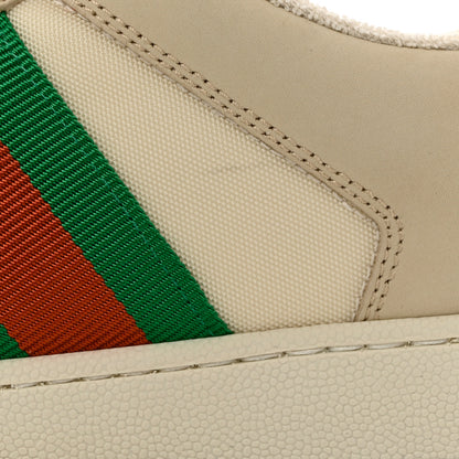 Gucci Nylon Nubuck Web Womens Screener Sneakers 37.5 Mystic White Dusty Milk 10 of 12