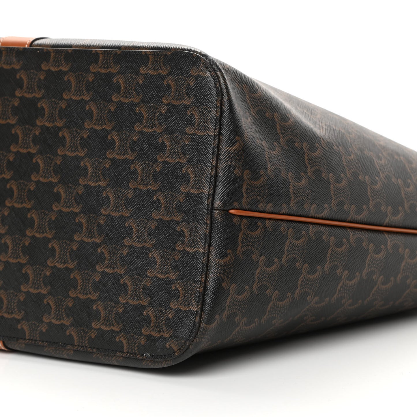 Triomphe Canvas Calfskin Medium Cabas Bag Tan