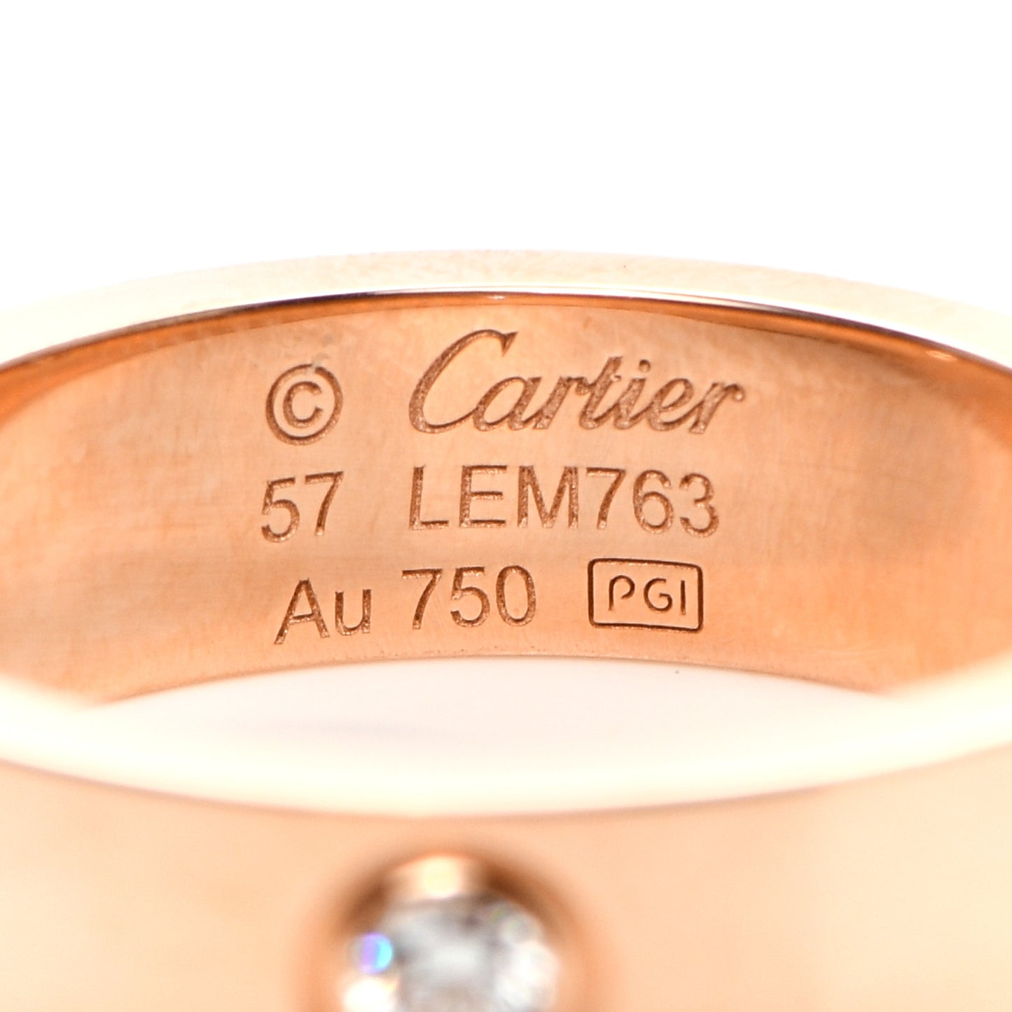 18K Pink Gold 3 Diamond 5.5mm LOVE Ring 57 8