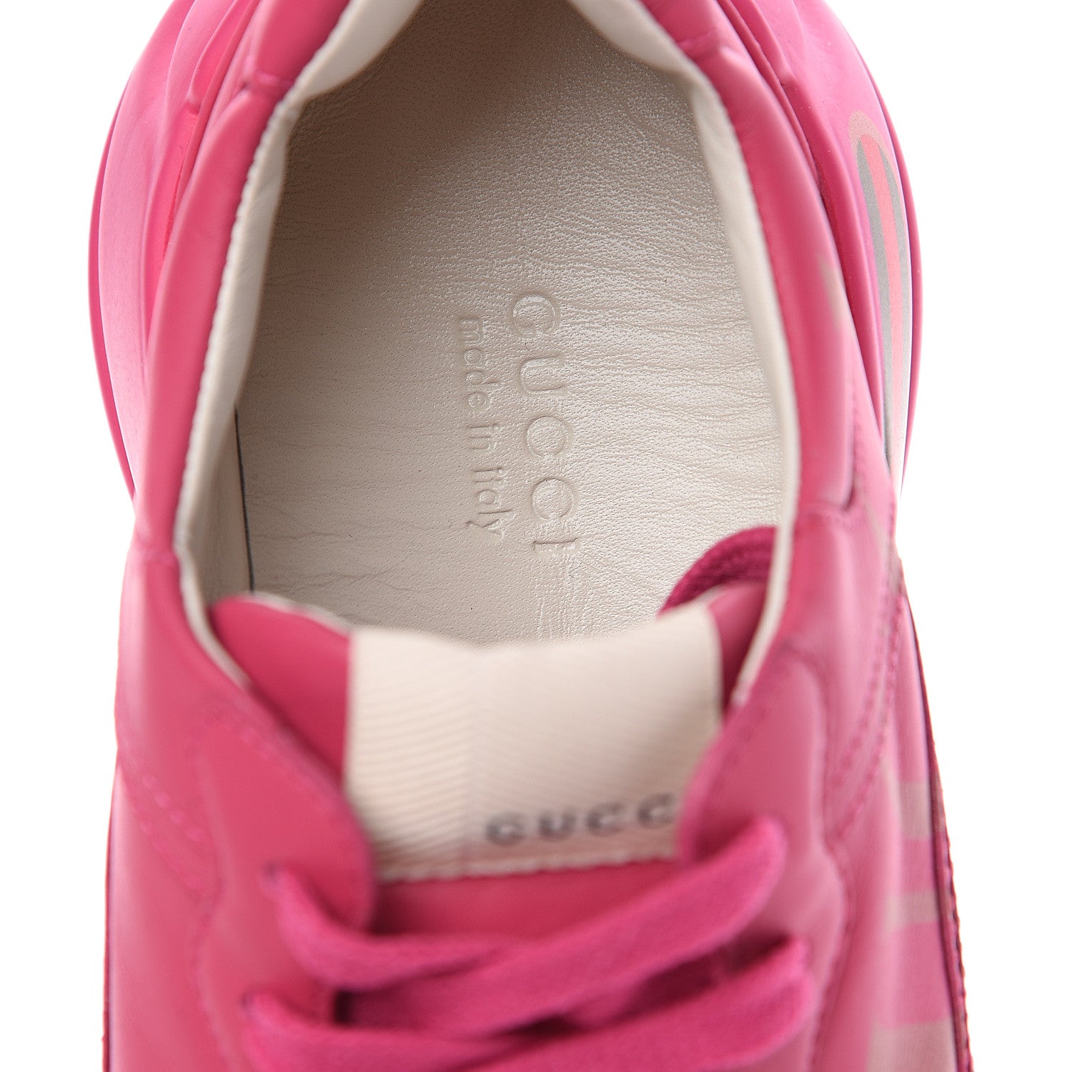 Gucci Calfskin Logo Womens Rhyton Sneakers 37 Box Pink 7 of 9