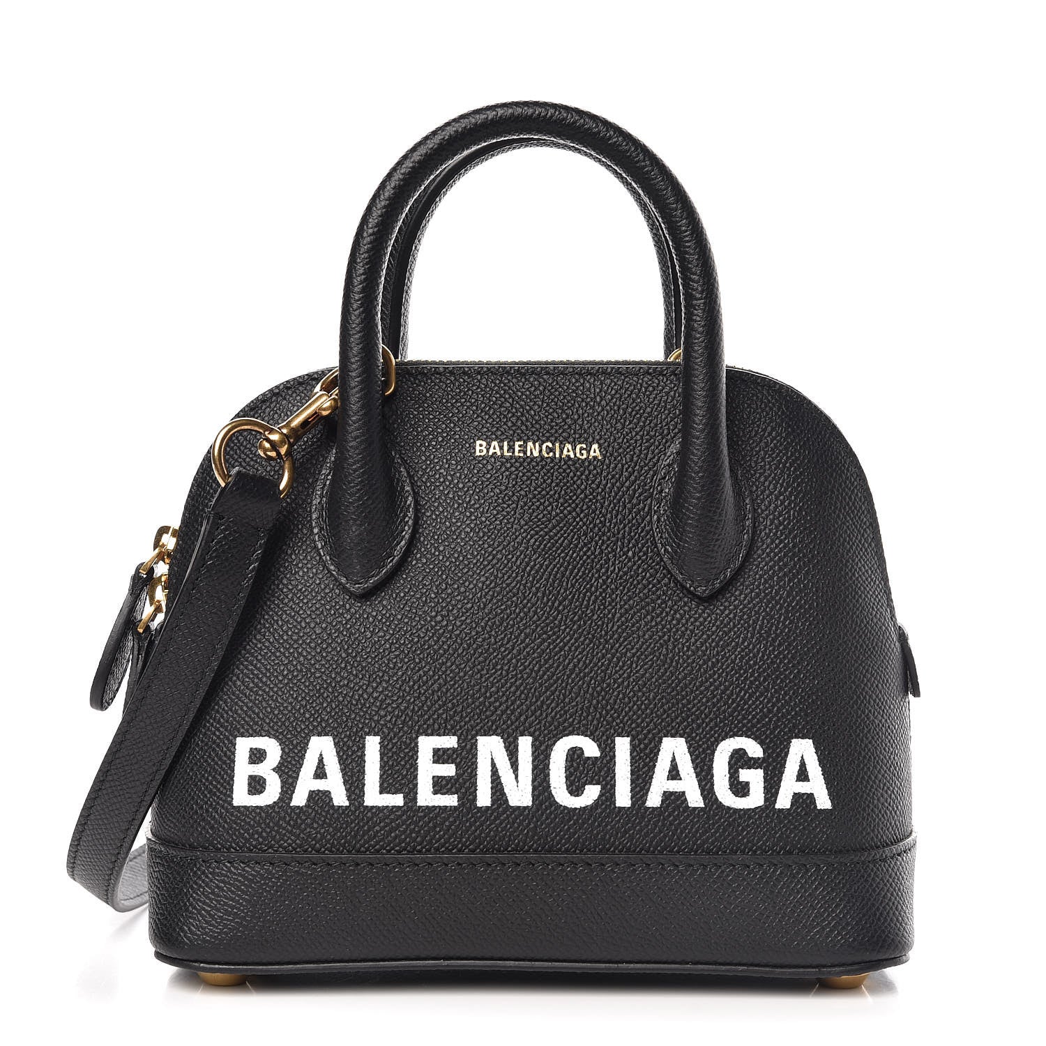 Balenciaga Signature Grained Calfskin XXS Ville Top Handle Bag Black White 1 of 9