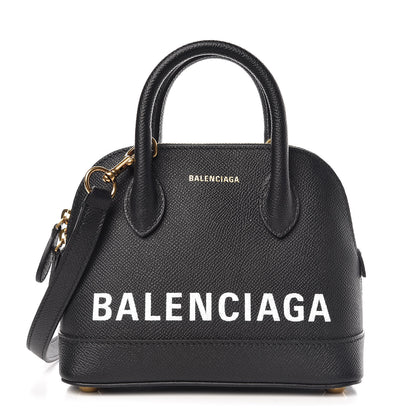 Balenciaga Signature Grained Calfskin XXS Ville Top Handle Bag Black White 1 of 9
