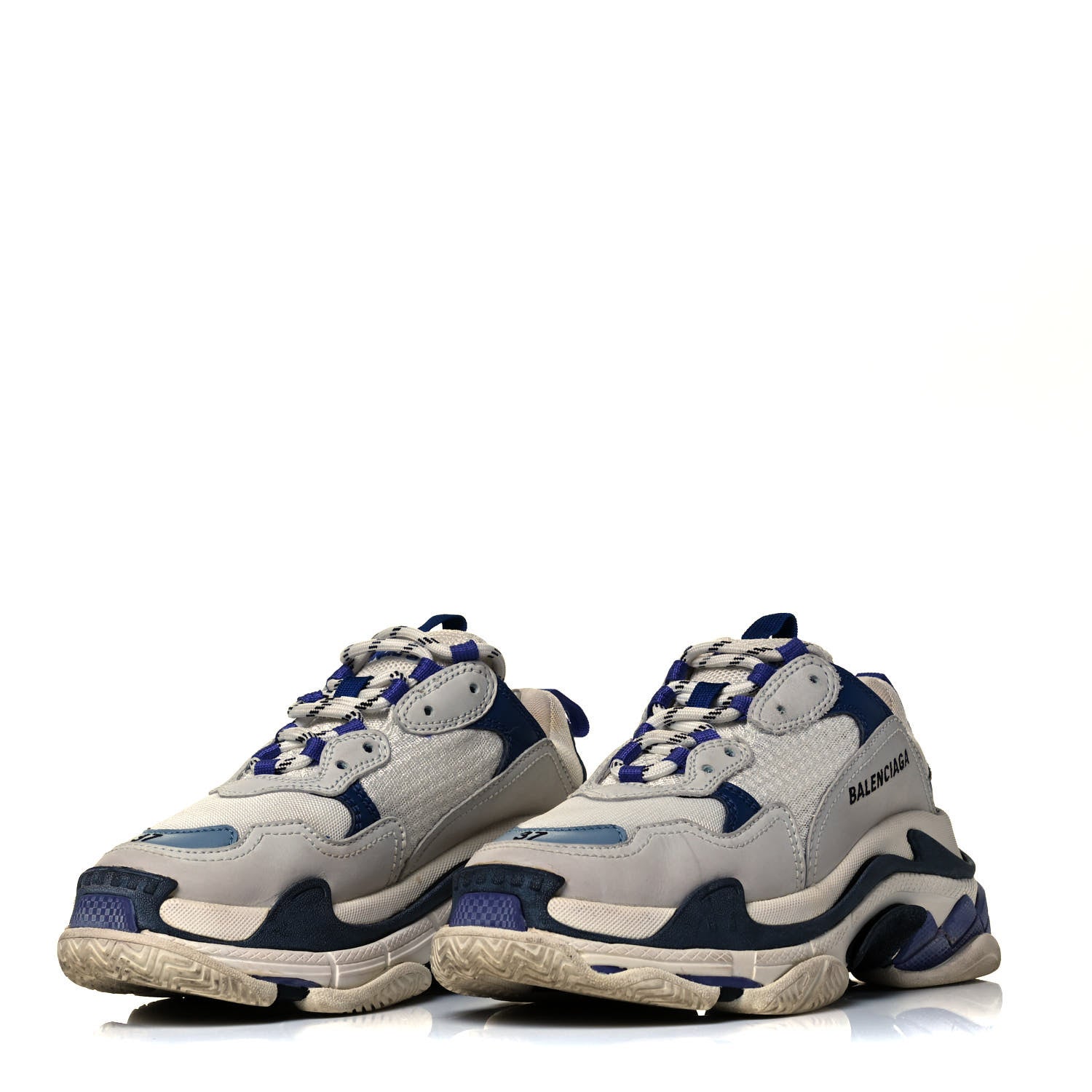 Balenciaga Fabric Mesh Womens Triple S Sneakers 37 White Bleu Violet 2 of 7