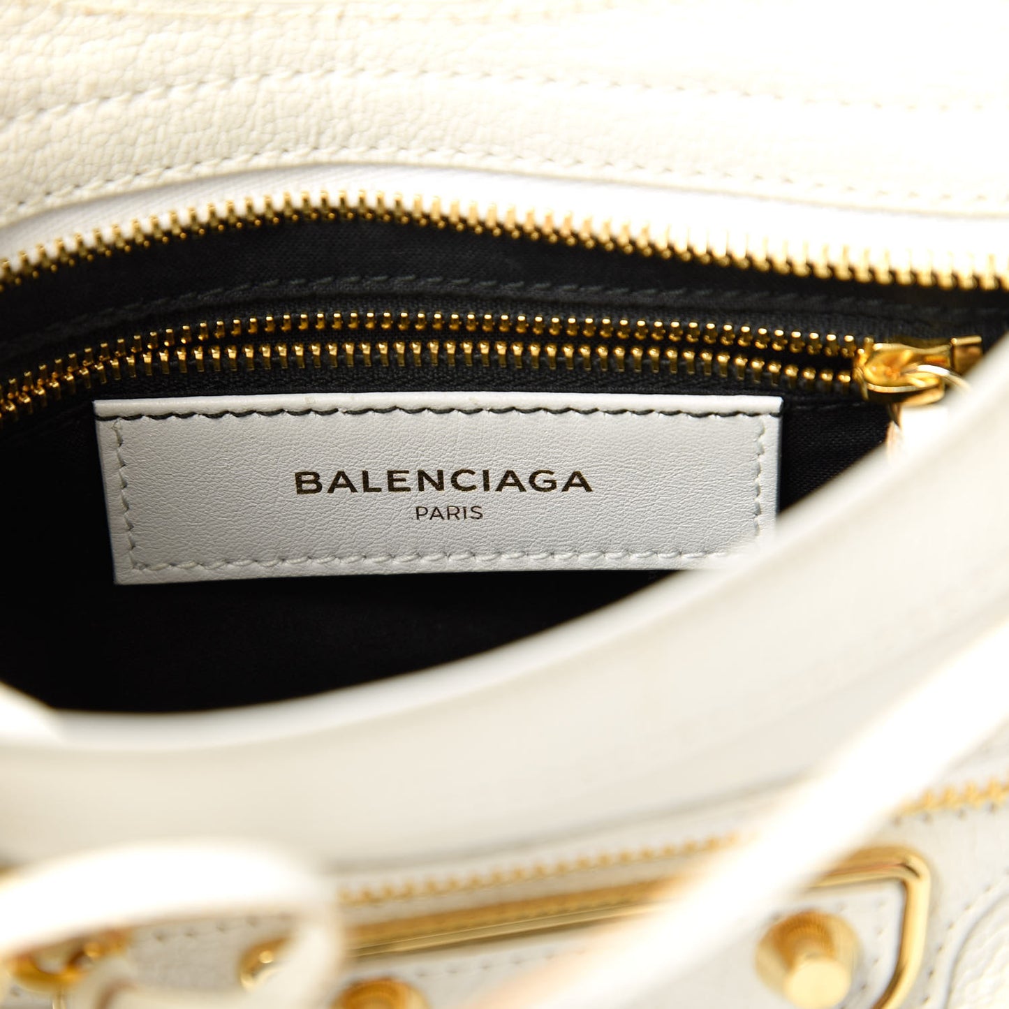 Chevre Gold Metallic Edge Hardware Mini City White