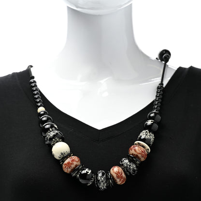 Chanel Engraved Wood Beaded CC Rope Necklace Black Multicolor 2 of 4