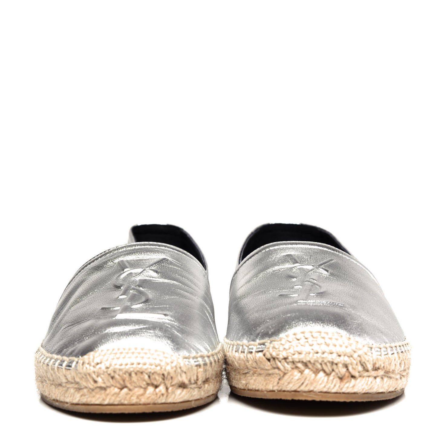 Metallic Lambskin Monogram Espadrilles 39 Silver