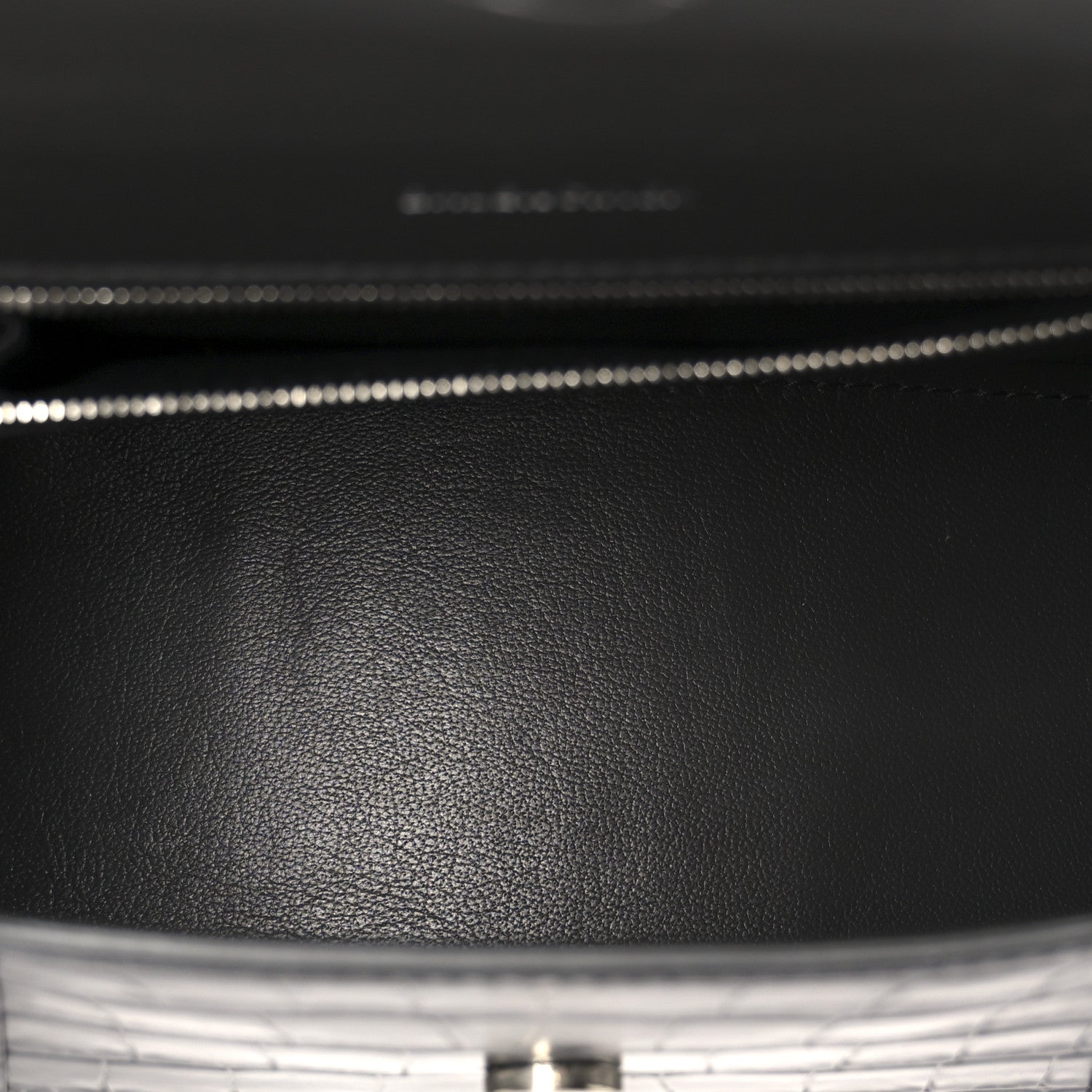 Balenciaga Shiny Calfskin Crocodile Embossed Small Hourglass Top Handle Bag Dark Grey 5 of 11