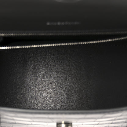 Balenciaga Shiny Calfskin Crocodile Embossed Small Hourglass Top Handle Bag Dark Grey 5 of 11