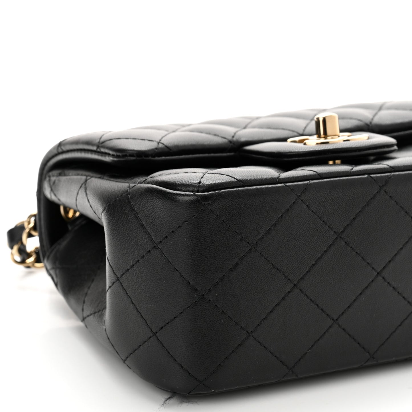 Lambskin Quilted Mini Square Flap Black