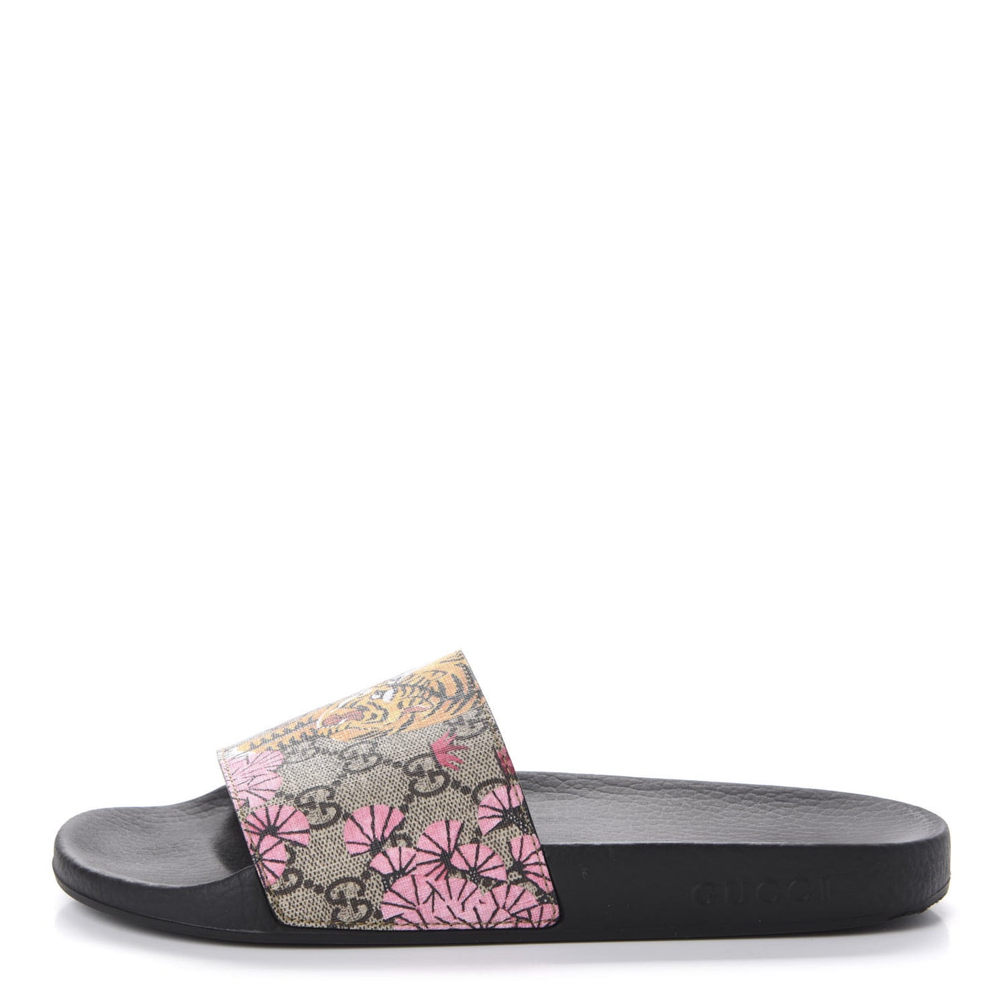 GG Supreme Monogram Bengal Womens Slide Sandals 40 Beige Crop Pink