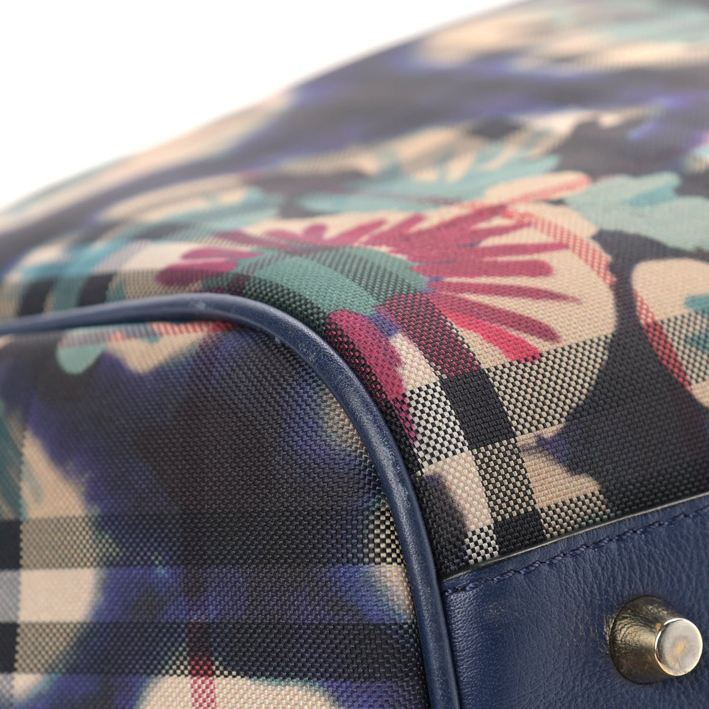 Haymarket Check Floral Print Small Canterbury Tote Mineral Blue