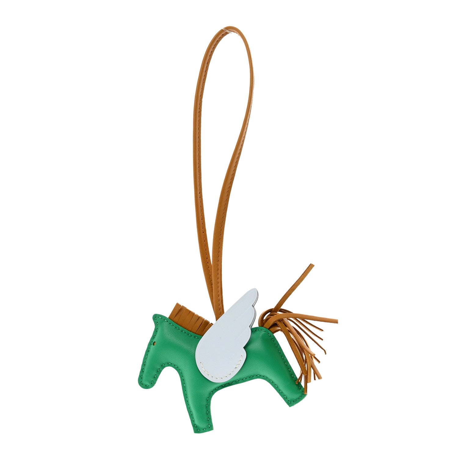 Hermes Milo Lambskin Grigri Rodeo Pegase Horse Bag Charm PM Menthe Sesame Bleu Brume 1 of 4