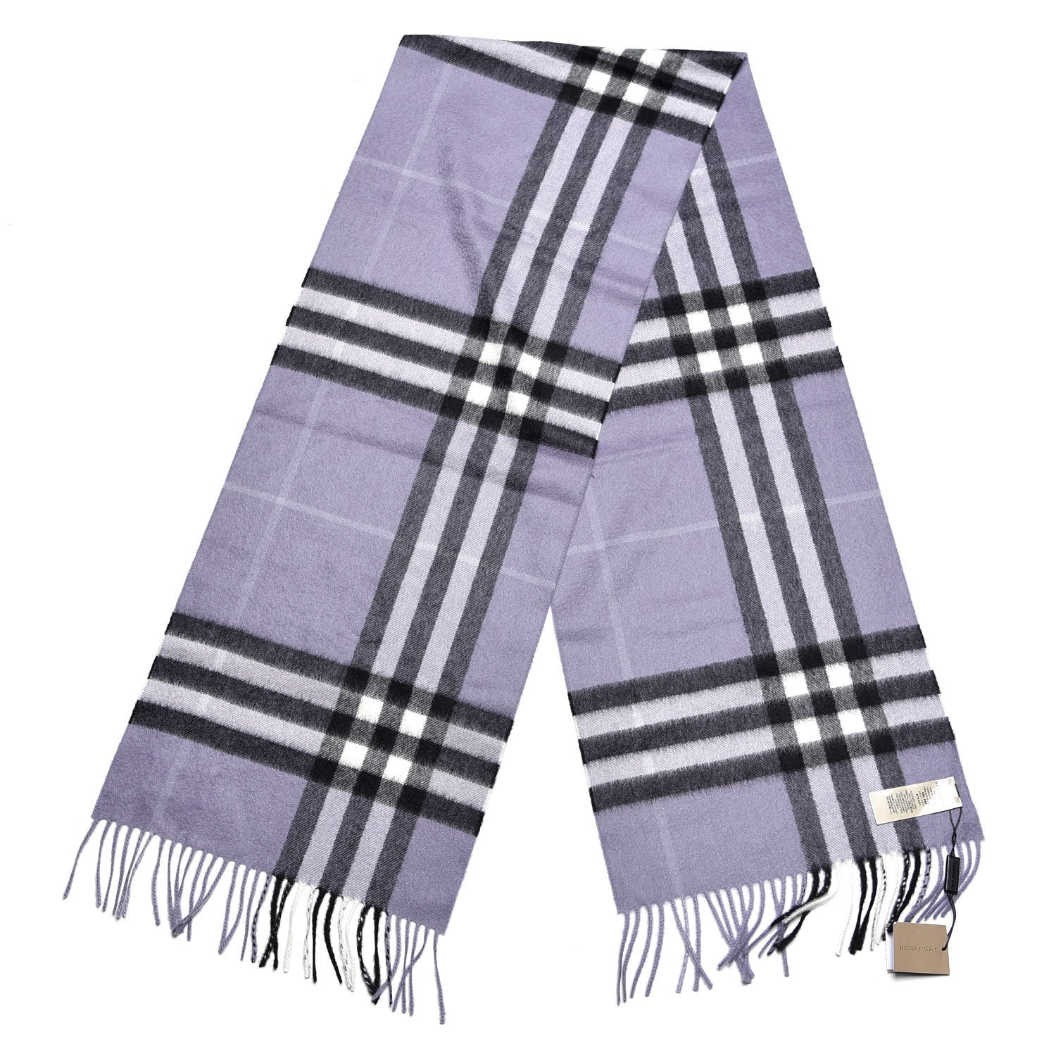 Burberry Cashmere Giant Check Fringe Scarf Lilac 3 of 5