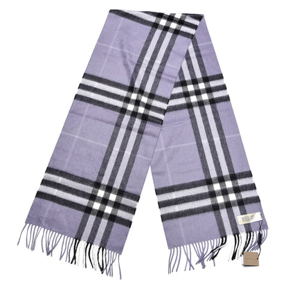 Burberry Cashmere Giant Check Fringe Scarf Lilac 3 of 5