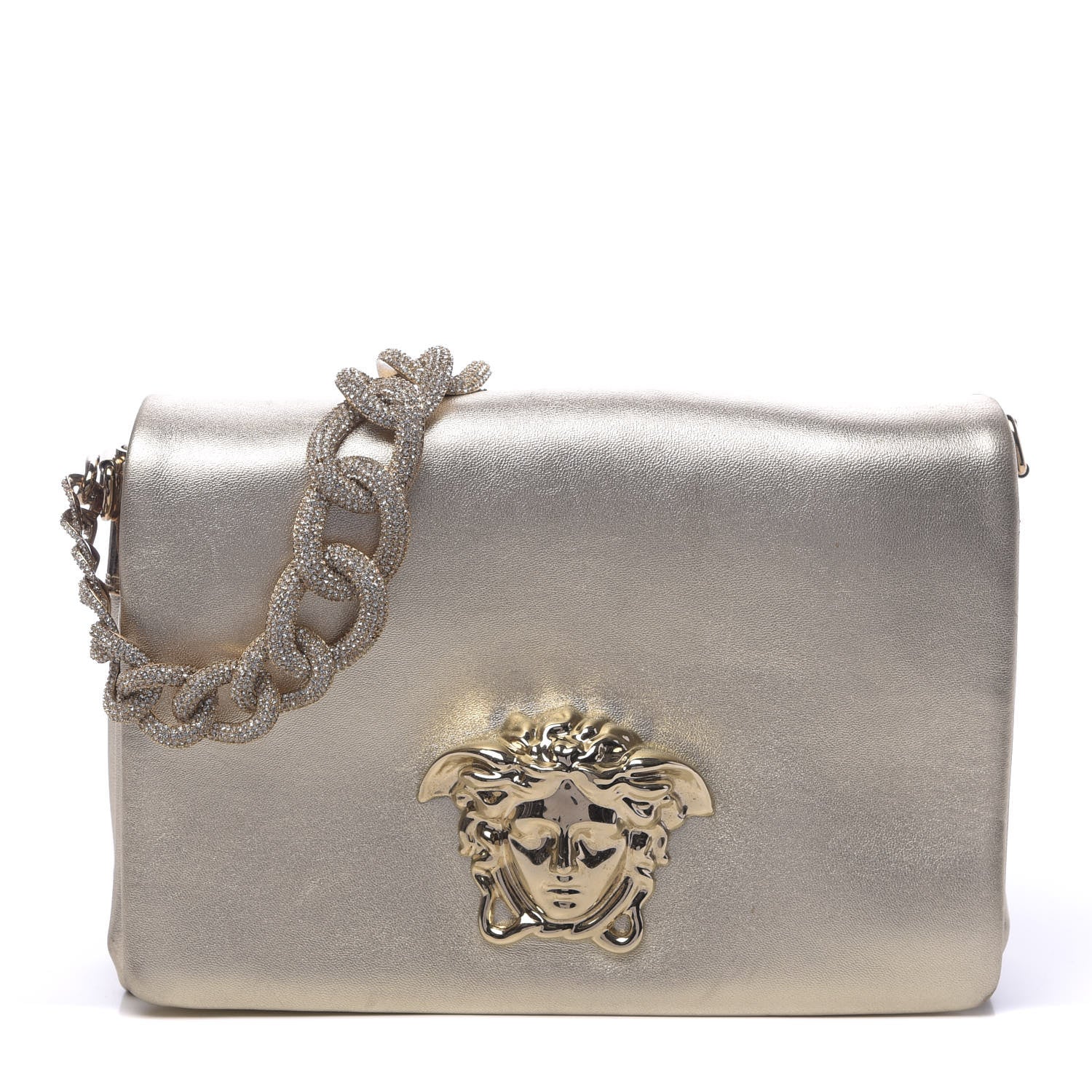 Versace Metallic Nappa Crystal Palazzo Sultan Evening Bag Gold 1 of 12
