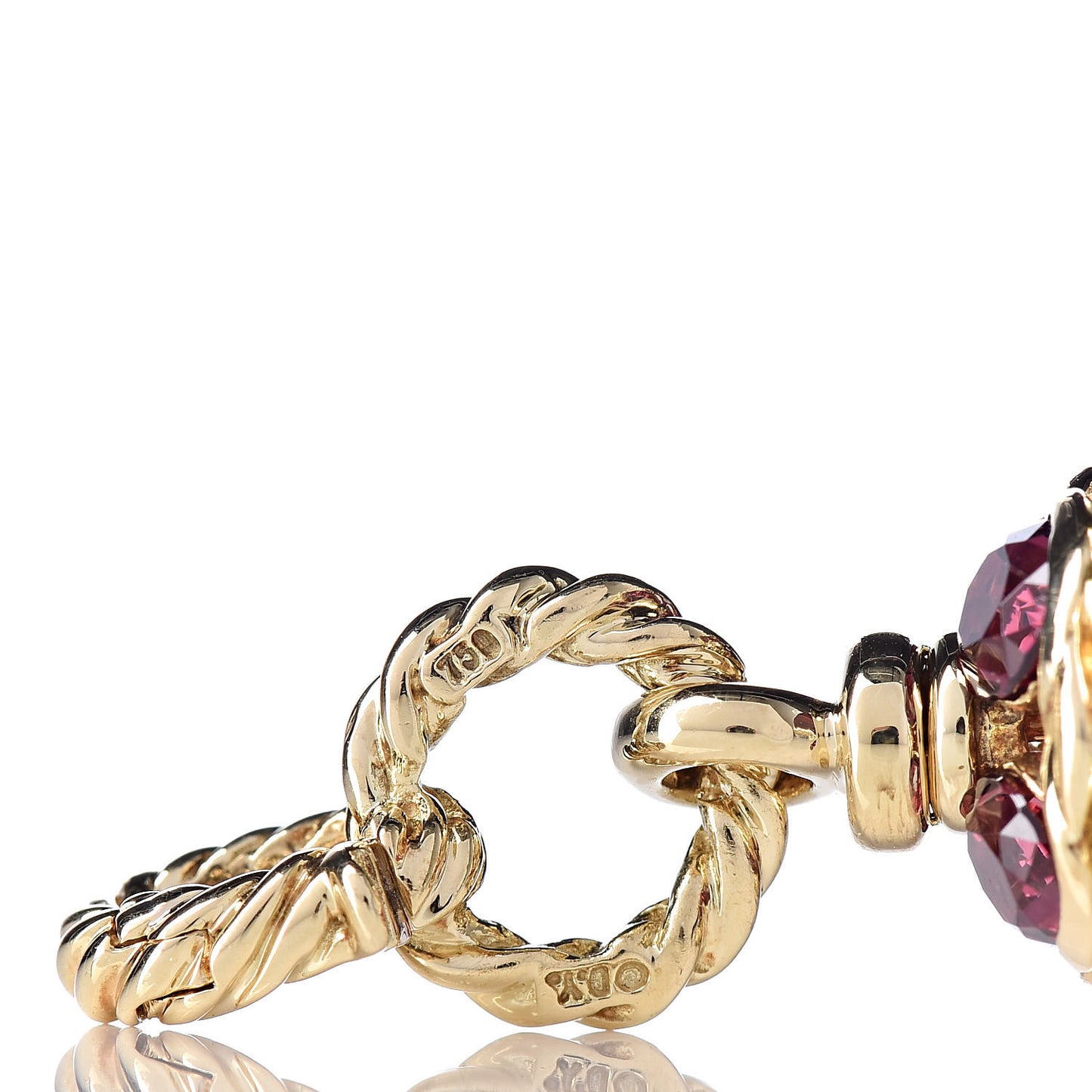 18K Yellow Gold Rhodolite Garnet Diamond Enhancer Pendant