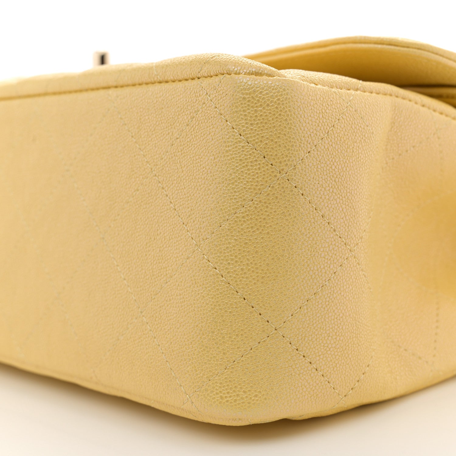 Chanel Iridescent Caviar Quilted Jumbo Double Flap Jaune Yellow 10 of 10