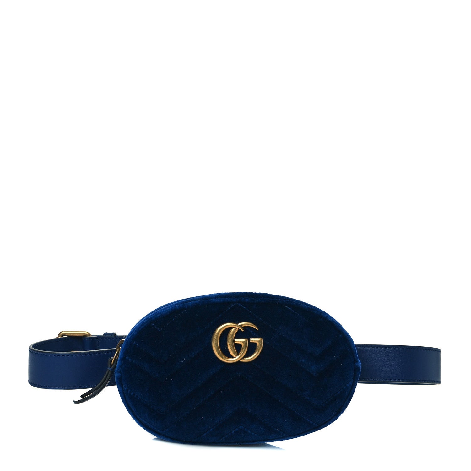 Gucci Velvet Matelasse GG Marmont Belt Bag 95 38 Cobalt Blue 1 of 11