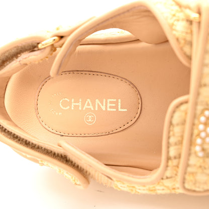Chanel Braided Fabric Velcro Dad Sandals 38.5 Beige 7 of 12