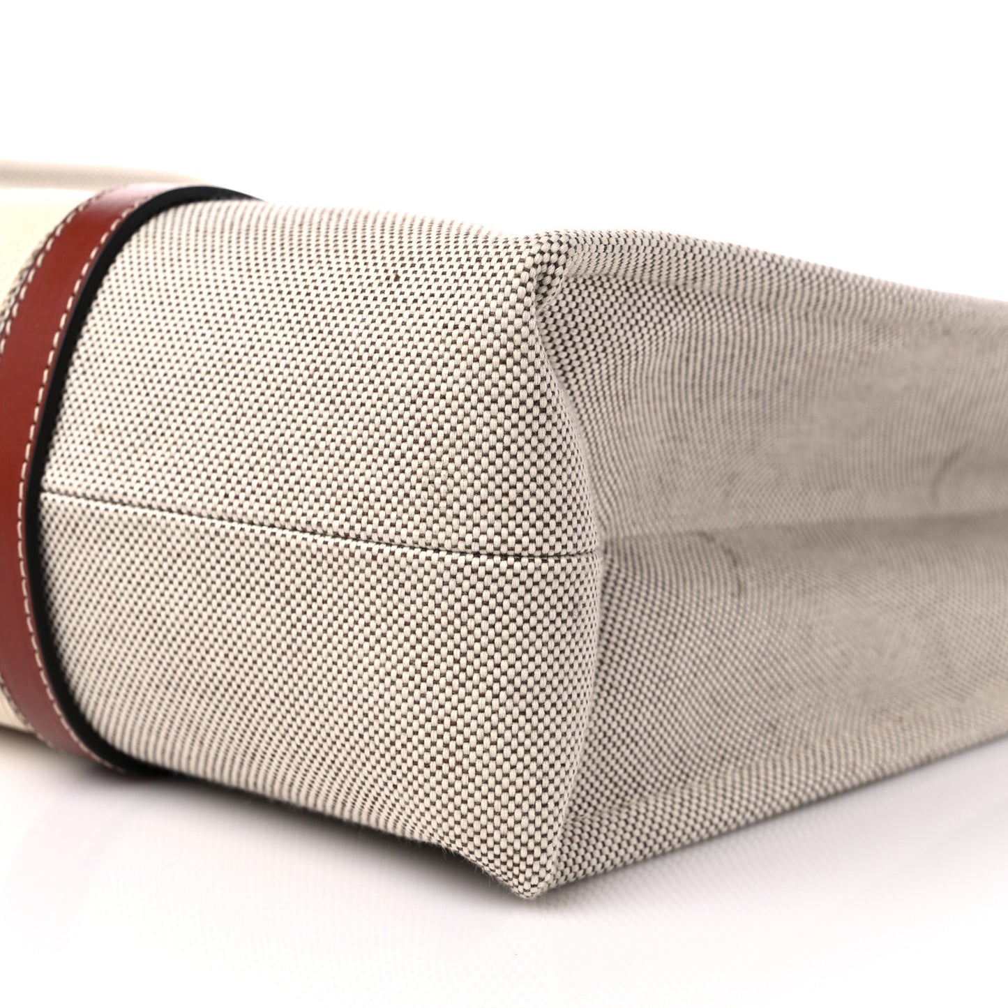 Cotton Calfskin Medium Woody Ribbon Tote White Brown