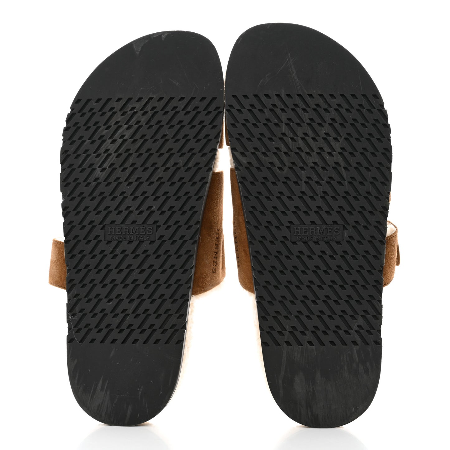 Suede Goatskin Woolskin Mens Chypre Sandals 41 Brun Fume Ecru