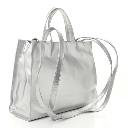 Telfar Metallic Vegan Leather Medium Shopping Bag Silver 3 of 12